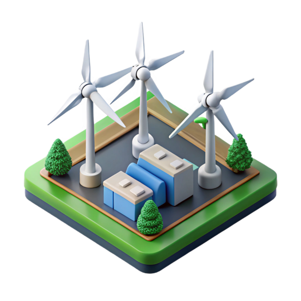 extraordinary artistic Wind Turbine Farm Isometric View Cutout authentic png