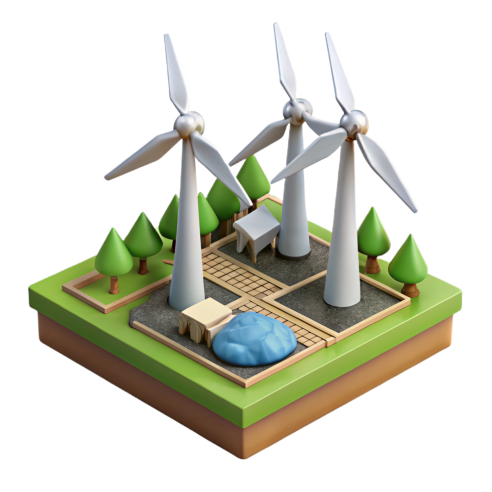 dramatic modern Wind Turbine Farm Landscape View Cutout professional png