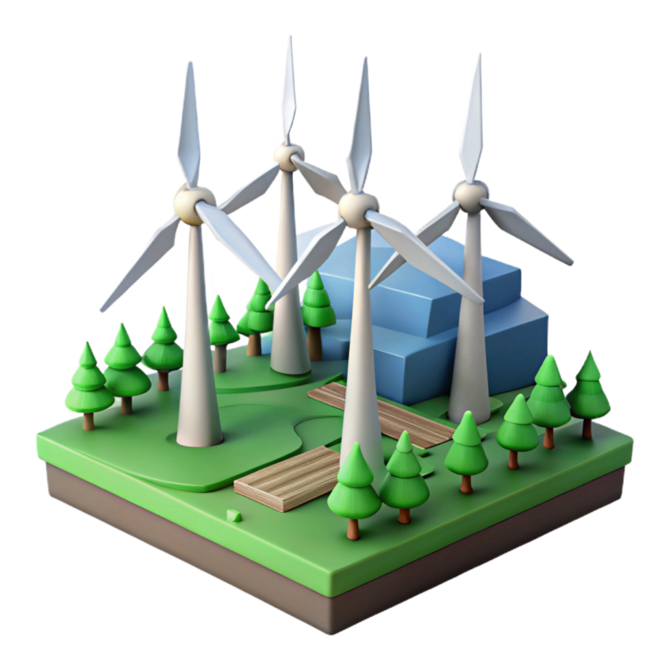 impressive classic Wind Turbine Farm Landscape View Cutout original png