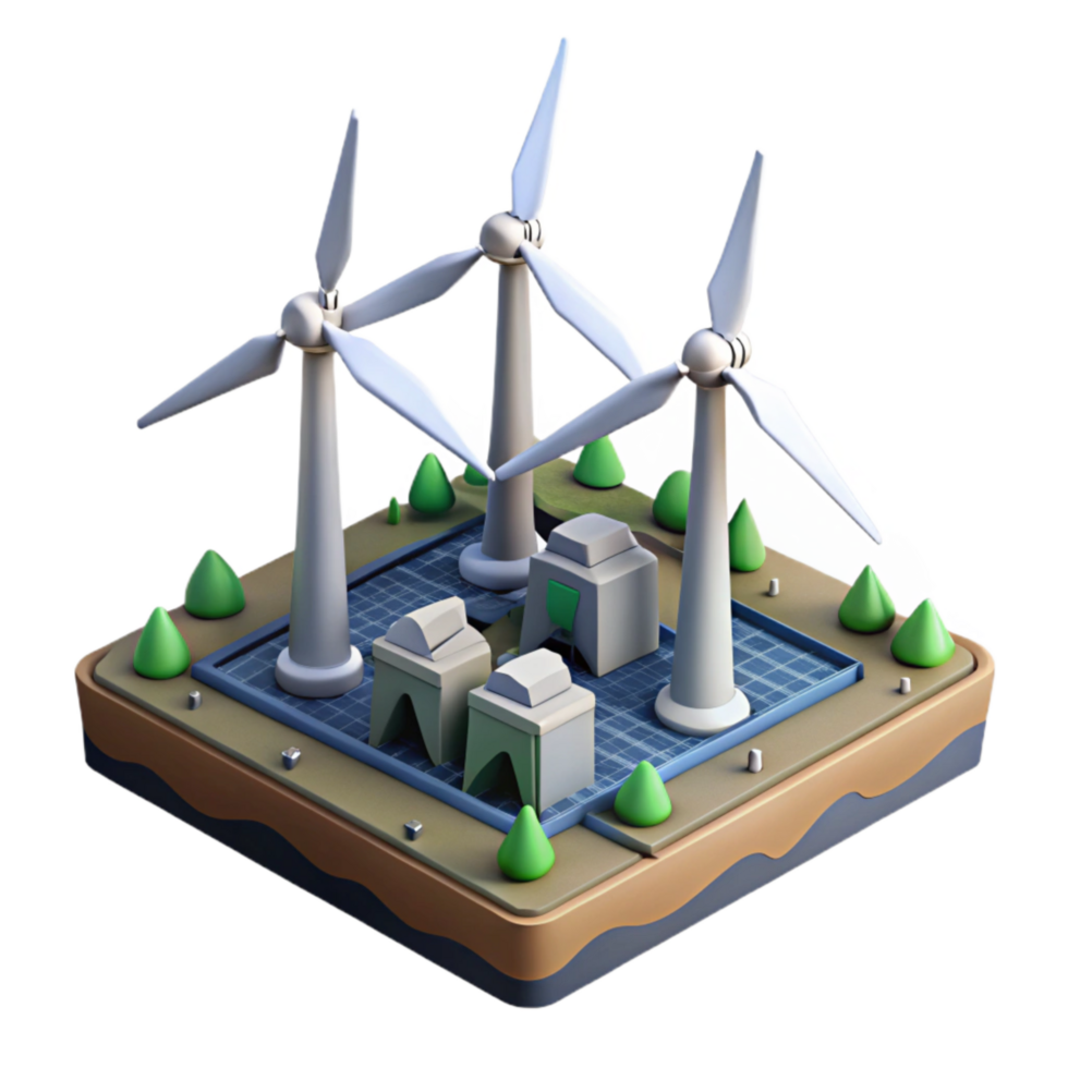 stunning creative Wind Turbine Farm Top View Isolated exclusive png