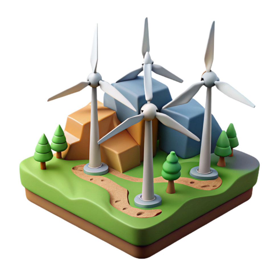 wonderful traditional Wind Turbine Farm Landscape View Cutout original png