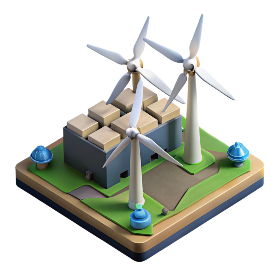 stunning creative Wind Turbine Farm Top View Isolated authentic png