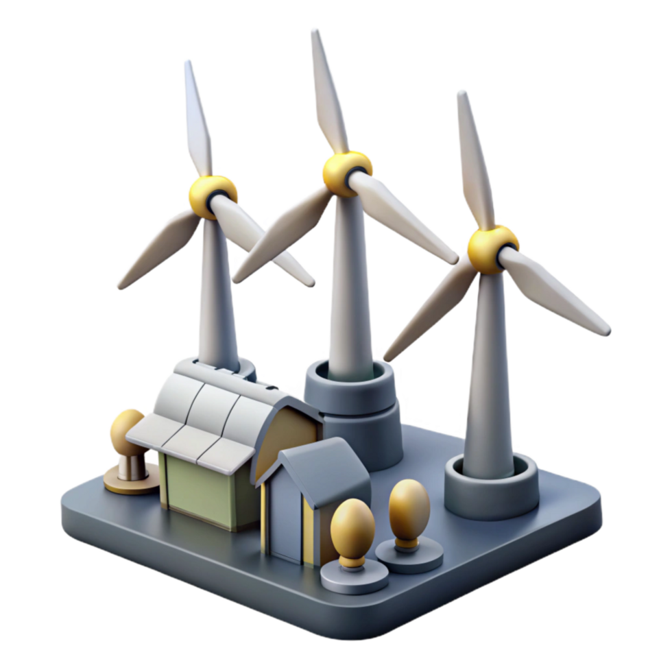 serene abstract Wind Turbine Farm with Multiple Turbines Isolated Element exclusive png