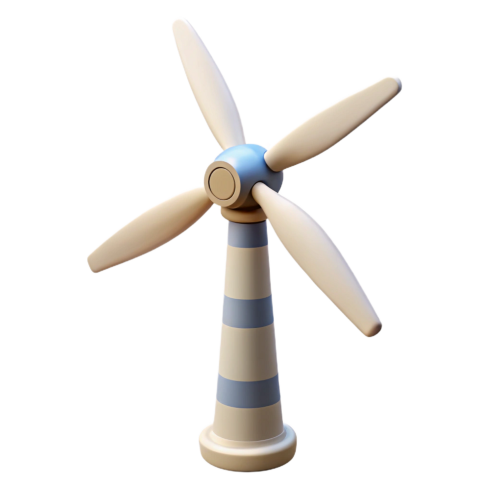 impressive rustic Wind Turbine Front View Isolated with White Blades premium png