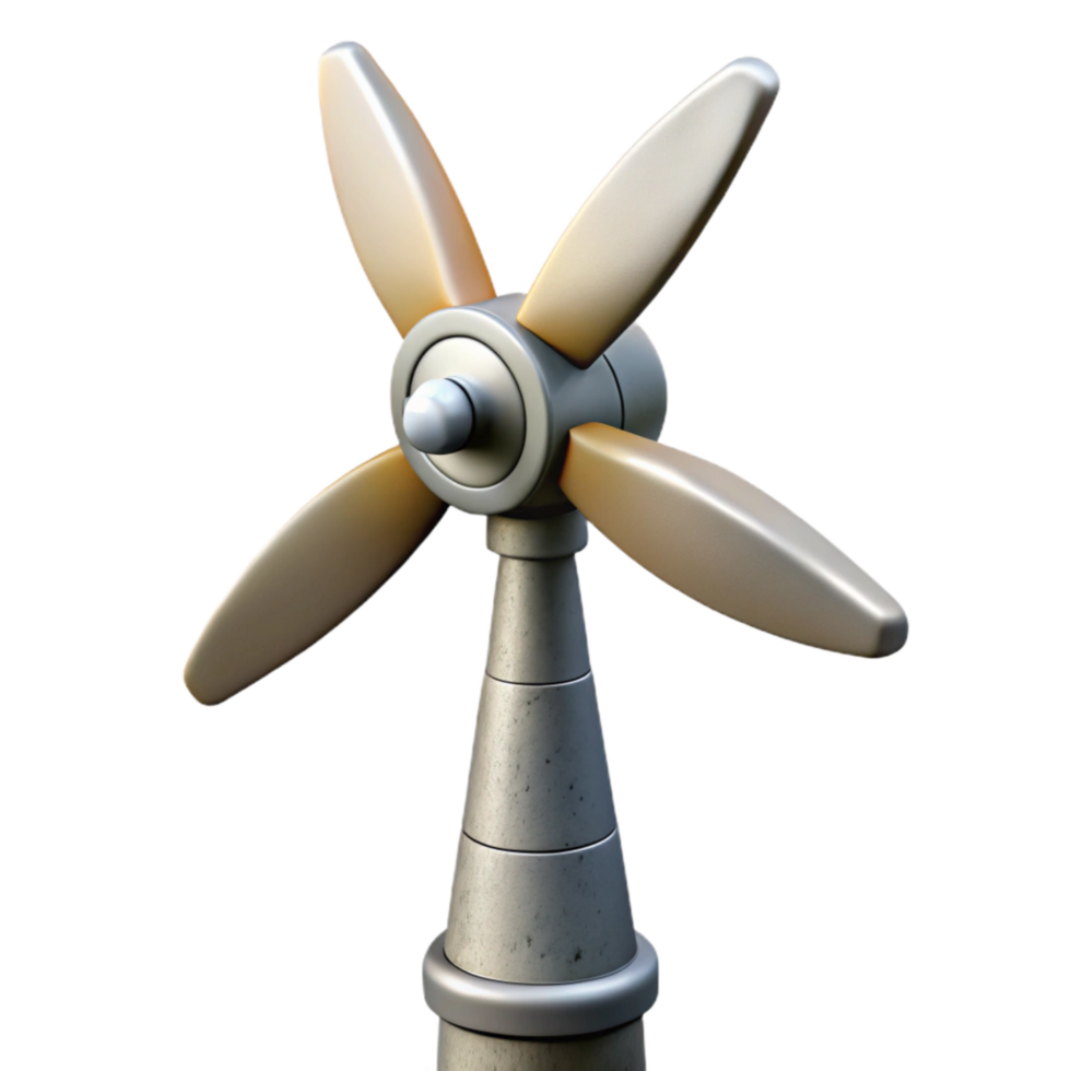beautiful minimalist Wind Turbine Generator Close Up Isolated high quality png