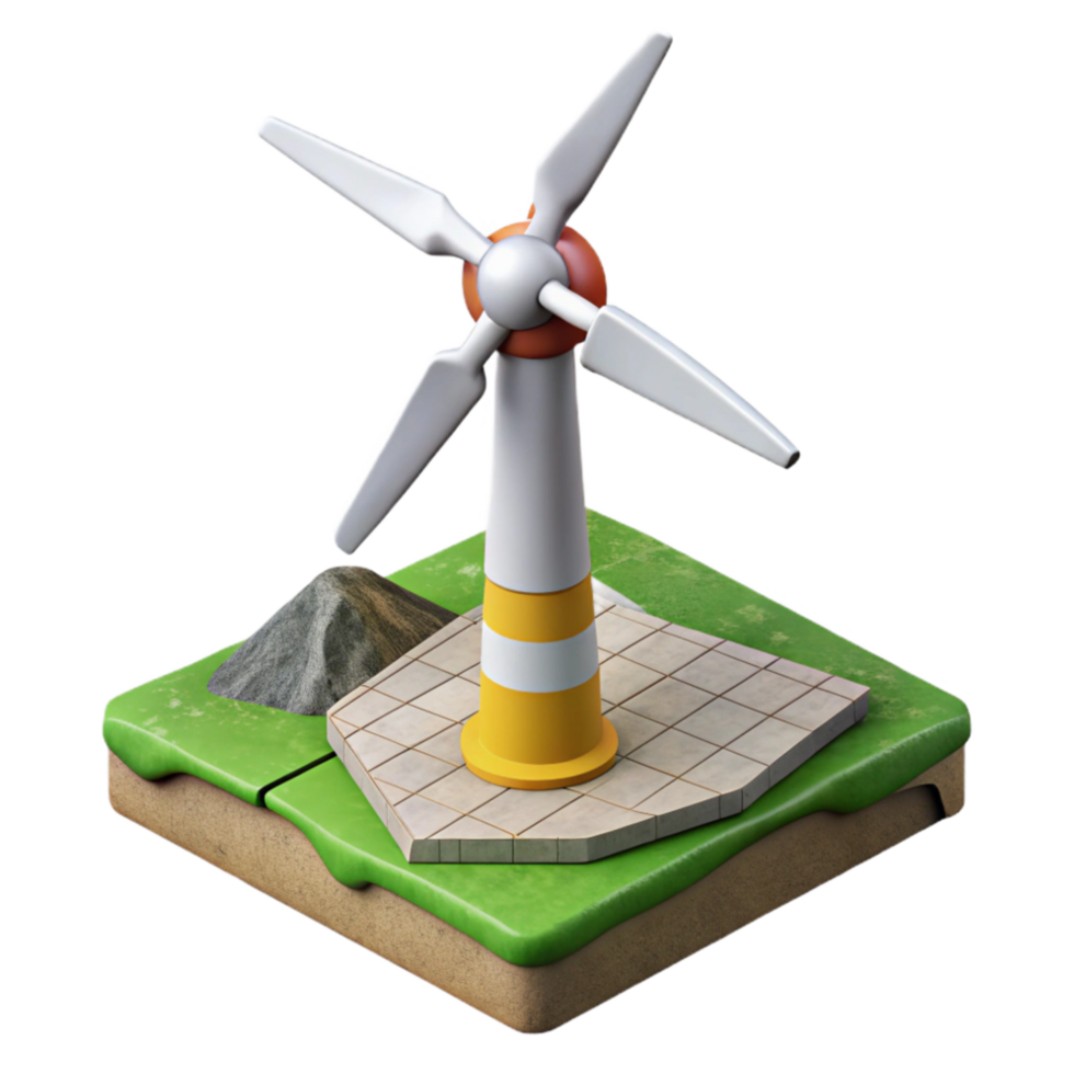 beautiful minimalist Wind Turbine Installation Process Top Angle Cutout exclusive png