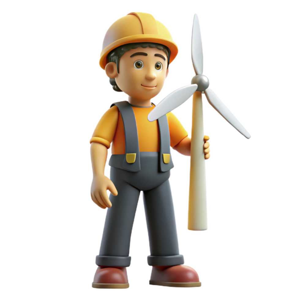 serene minimalist Wind Turbine Maintenance Worker Cutout high resolution png