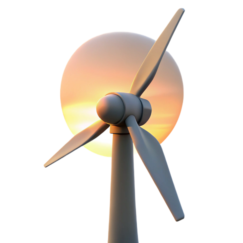 magnificent abstract Wind Turbine Silhouette at Sunset Isolated on Transparent Background original png