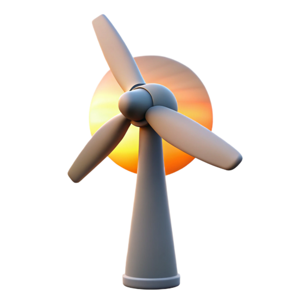 impressive abstract Wind Turbine Silhouette at Sunset Isolated on Transparent Background professional png