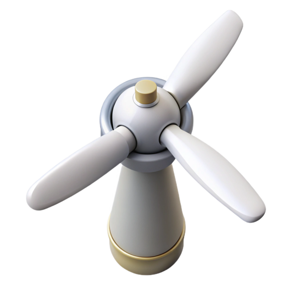 impressive abstract Wind Turbine Top View with White Background Isolated high resolution png