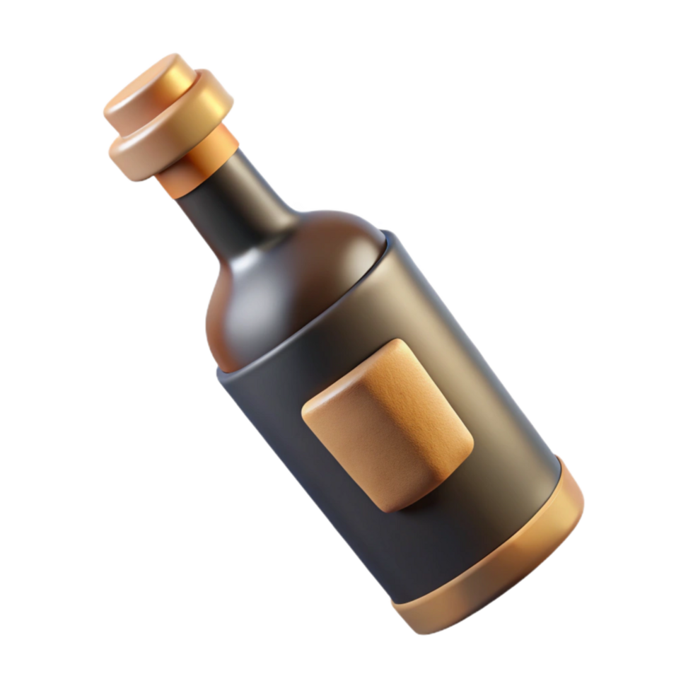 stunning abstract Wine Bottle with Cork and Label Design Cutout detailed png