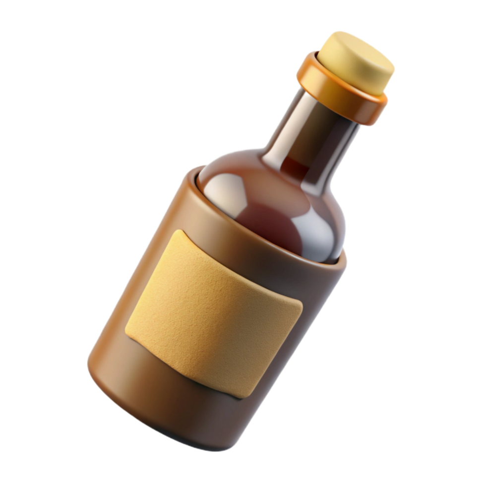 serene rustic Wine Bottle with Cork and Label Design Cutout authentic png
