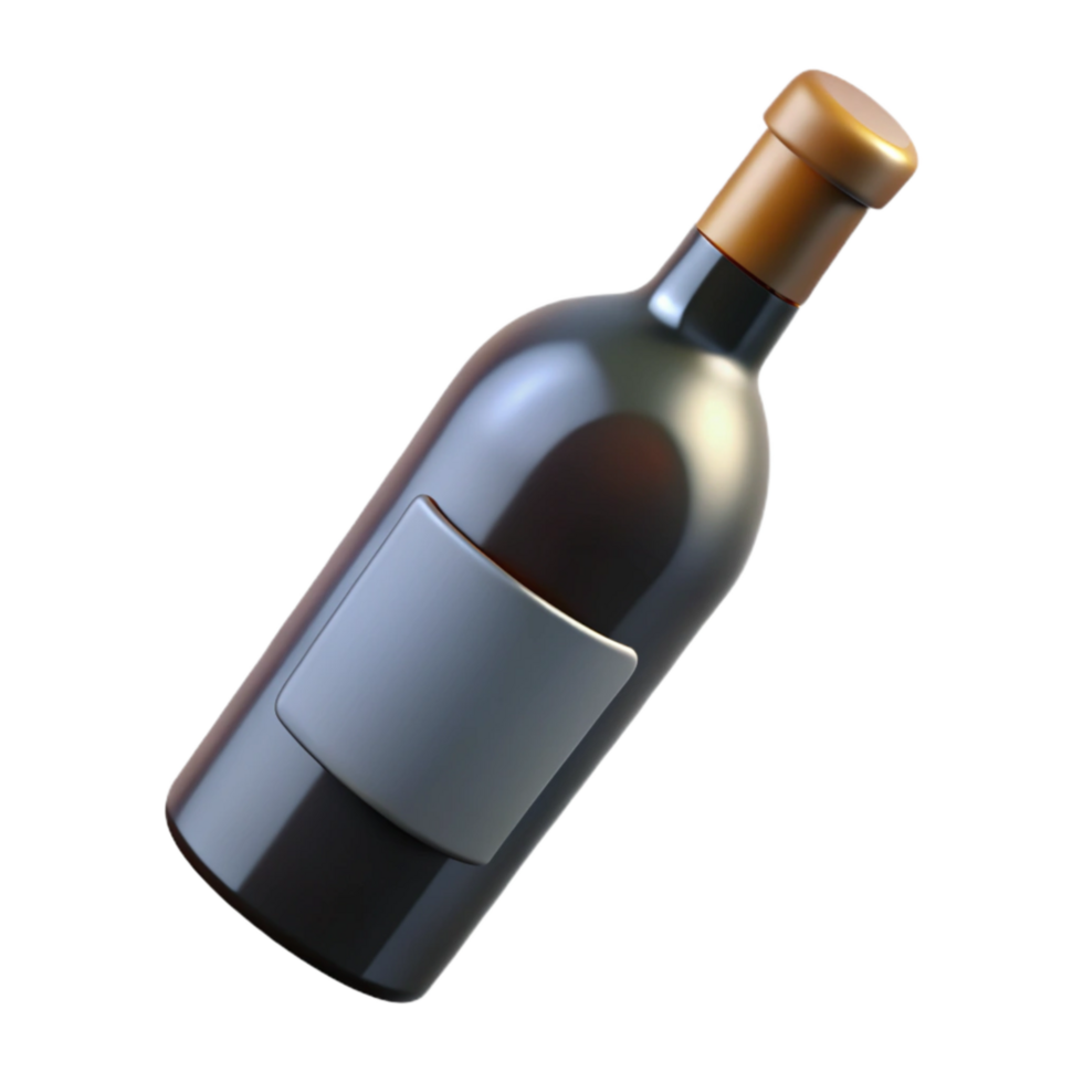 serene modern Wine Bottle with Screw Cap and Label Design Cutout premium png