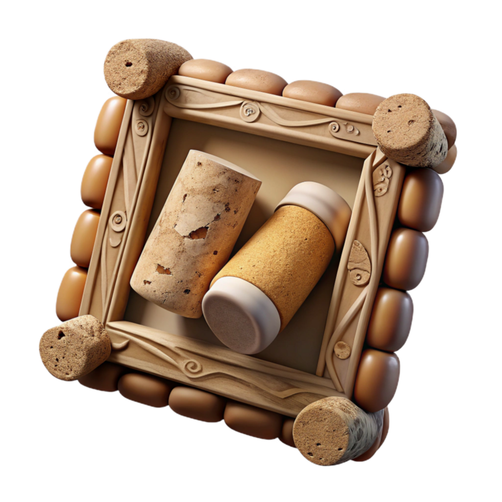 beautiful rustic Wine Cork Picture Frame Rustic Decor Transparent Background detailed png