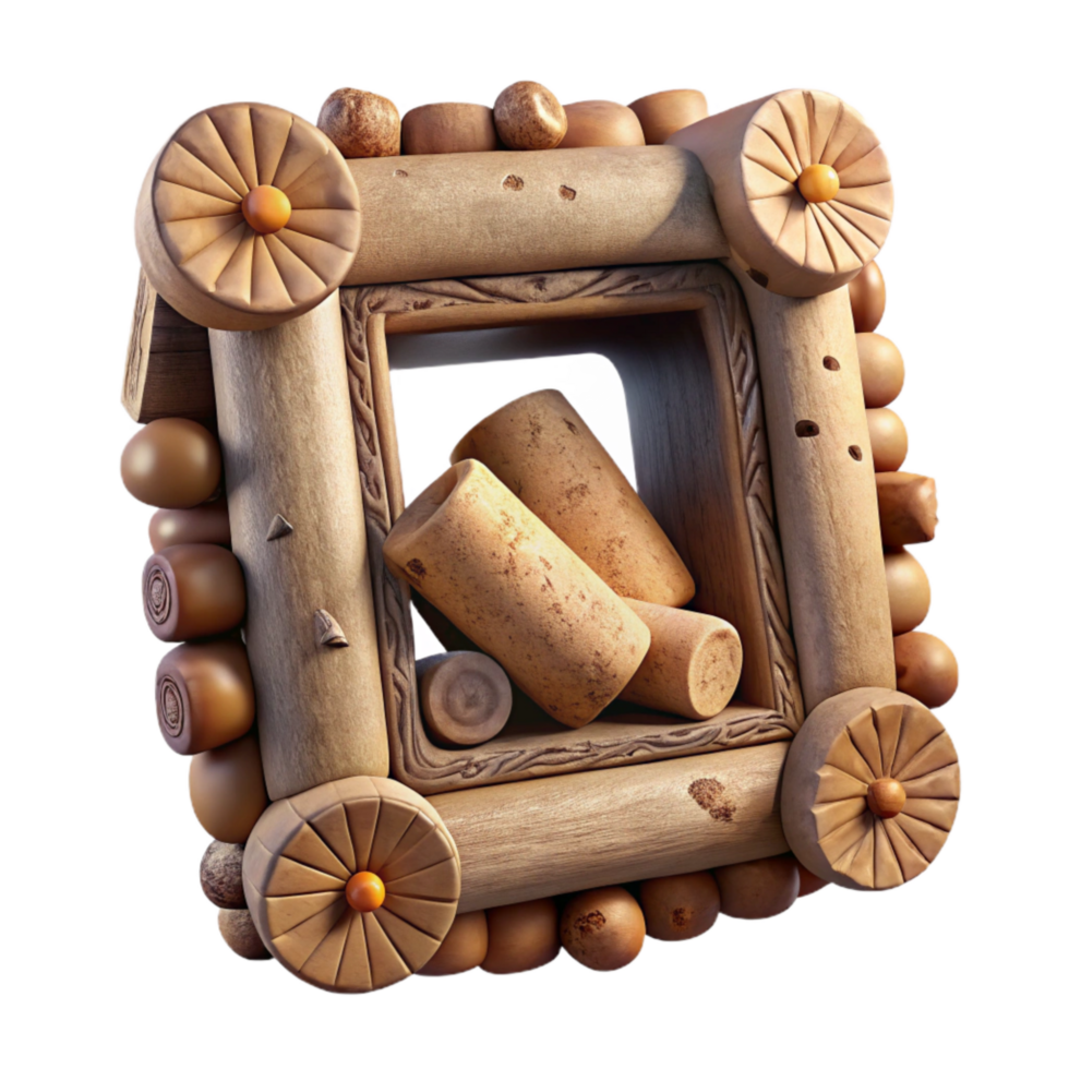magnificent creative Wine Cork Picture Frame Rustic Decor Transparent Background premium png