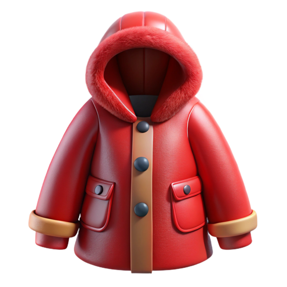 vibrant traditional Winter Coat Hooded Red Cutout high quality png