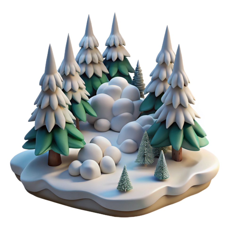 elegant vintage Winter Forest Snow Scene Isolated authentic png