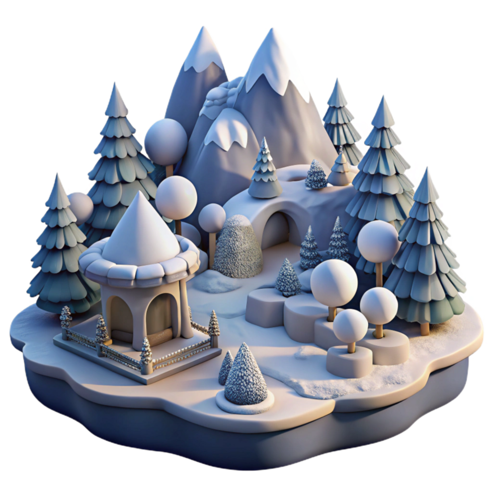 elegant vintage Winter Wonderland Landscape Scenic View Isolated high quality png