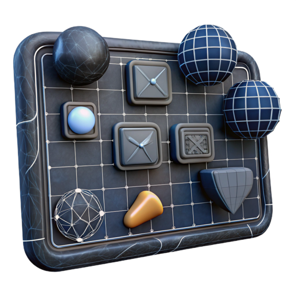 serene modern Wireframe Ar Interface Elements with Dark Background Cutout png