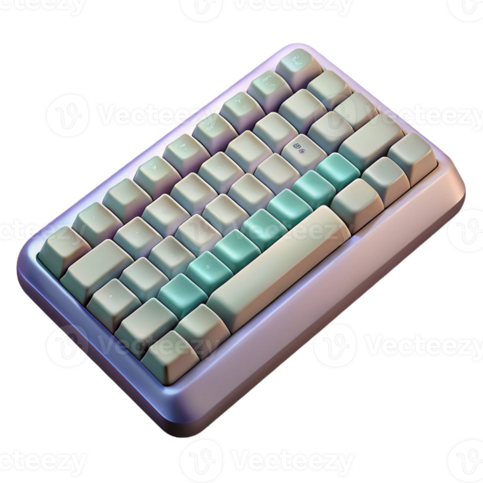 serene contemporary Wireless Keyboard Top View Transparent Background high resolution png