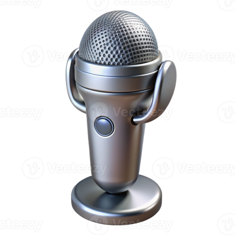 magnificent abstract Wireless Microphone Silver Chrome Isolated high resolution png
