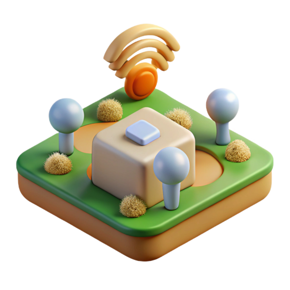 magnificent creative Wireless Sensor Network in Field Diagram Style Transparent Background high resolution png