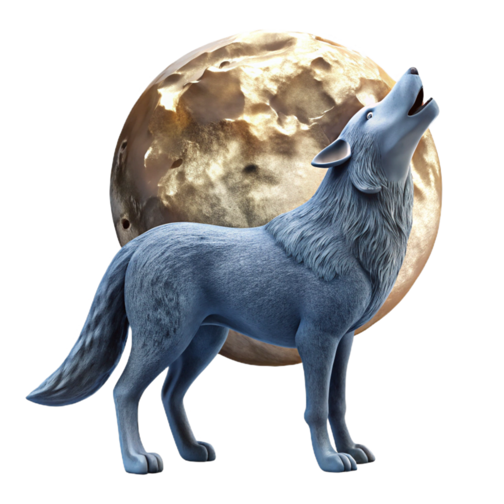 serene classic Wolf Howling at Moon Transparent Element exclusive png