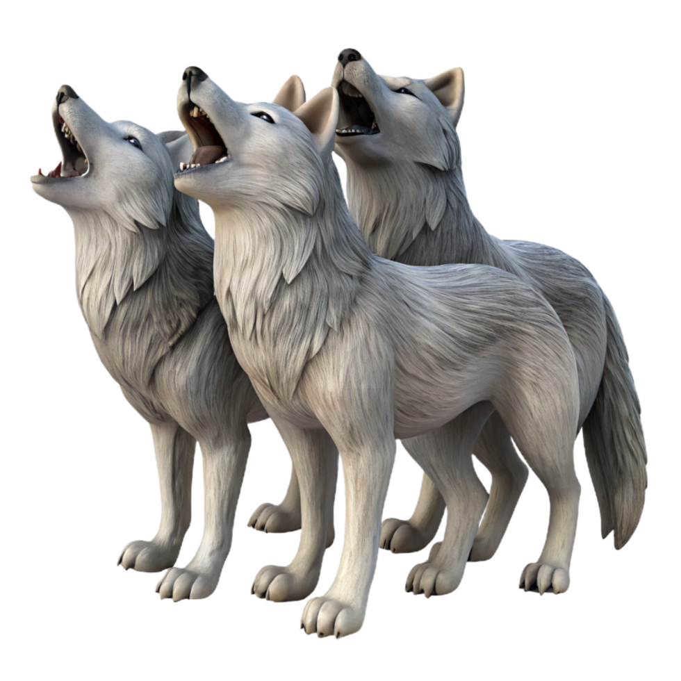magnificent vintage Wolf Pack Howling Isolated on Transparent Background high resolution png