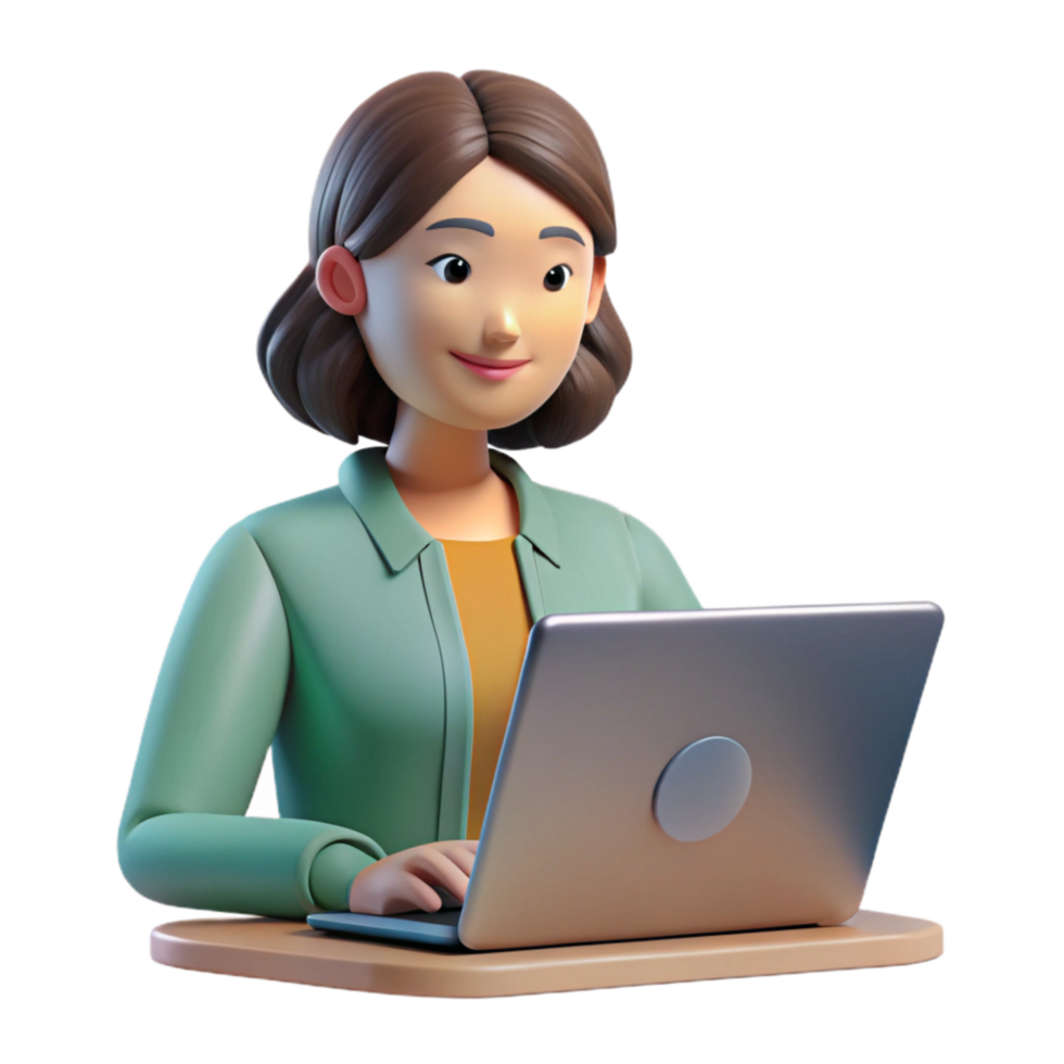 vibrant rustic Woman Attending Online Webinar Isolated png