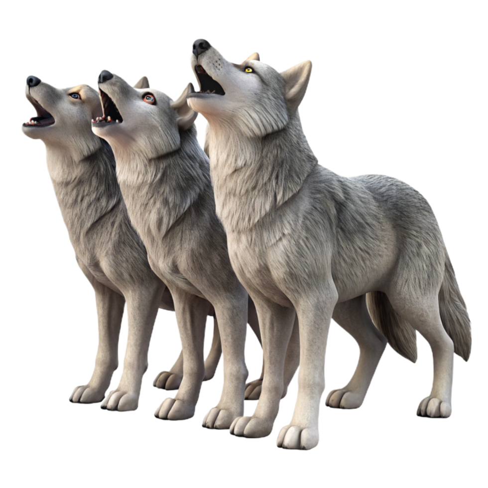 stunning minimalist Wolf Pack Howling Isolated on Transparent Background high quality png