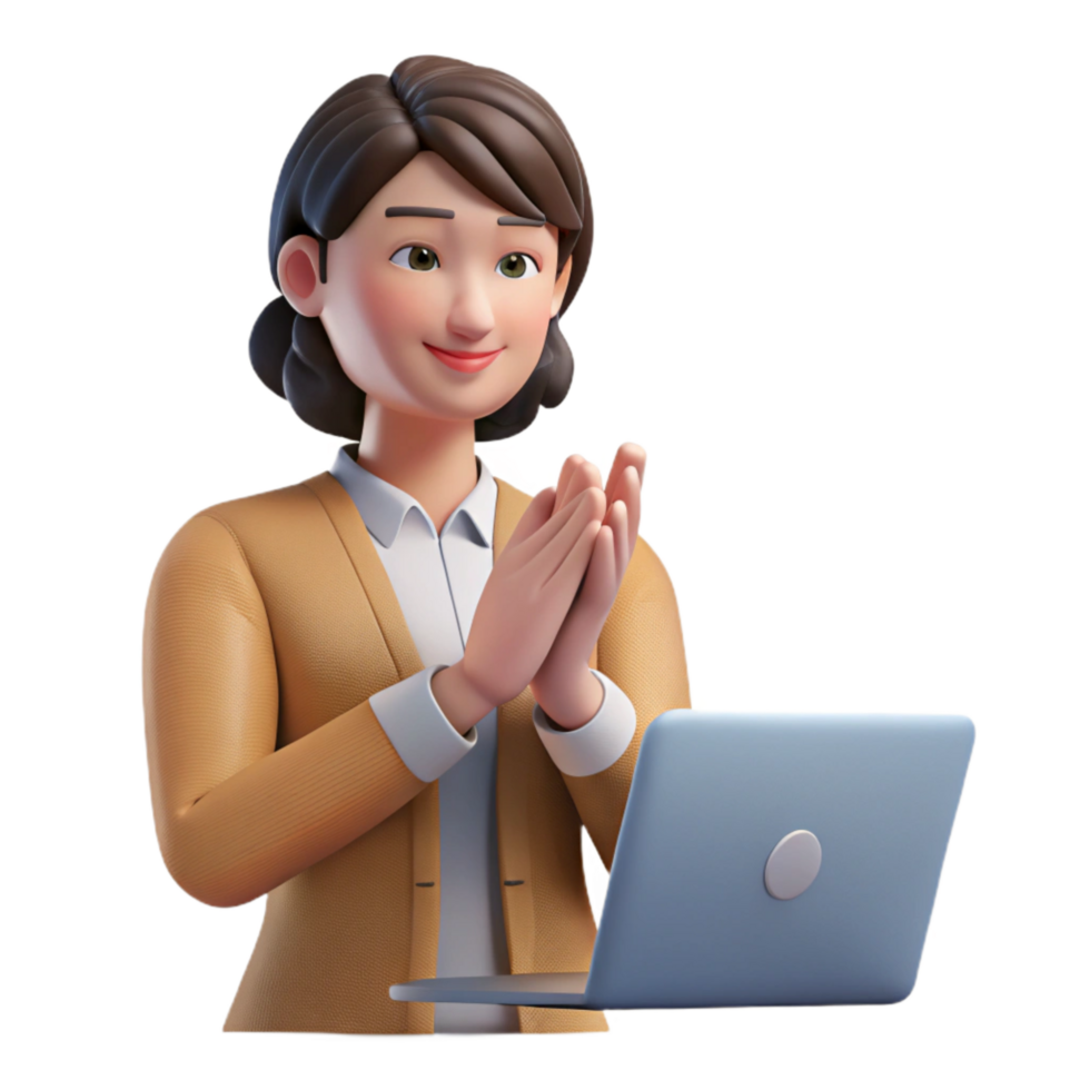 wonderful creative Woman Clapping During Online Presentation Cutout exclusive png