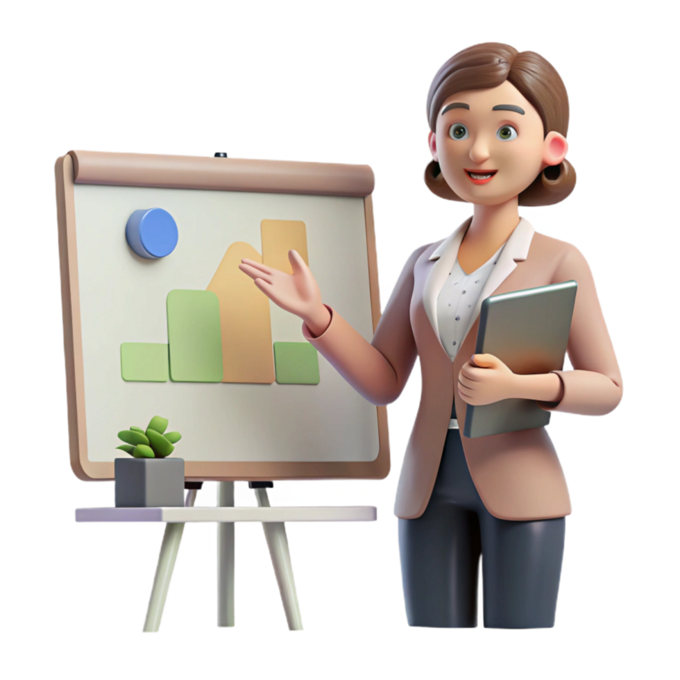 beautiful creative Woman Giving Presentation During Online Conference Cutout genuine png