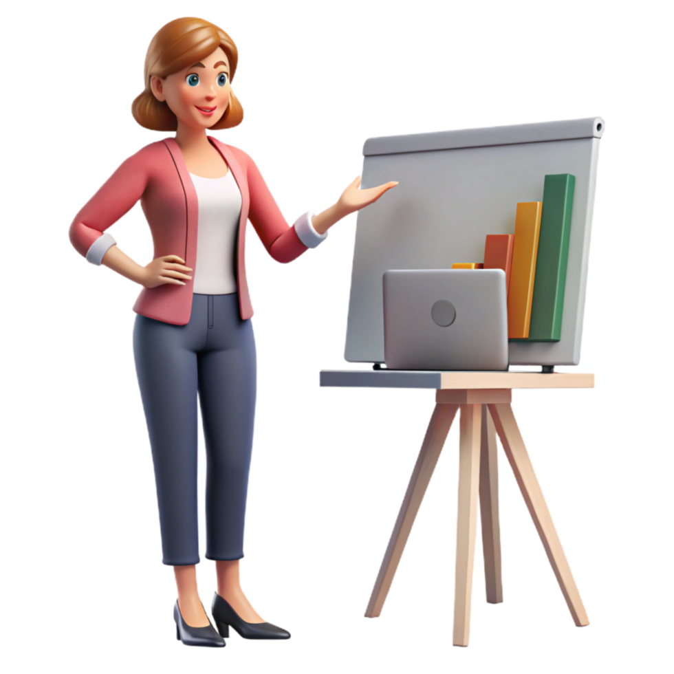 wonderful abstract Woman Giving Presentation During Online Conference Cutout premium png