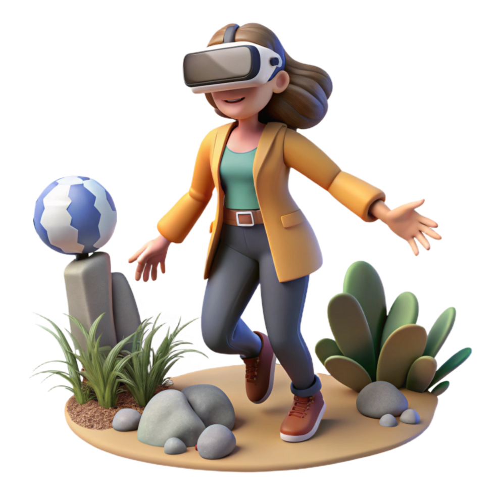 dramatic traditional Woman Exploring Vr World Transparent Background authentic png