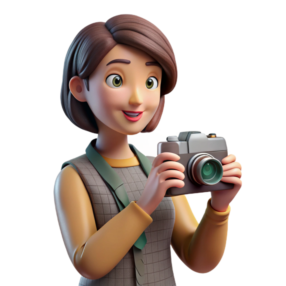 vibrant abstract Woman Holding Camera Side Profile Cutout authentic png