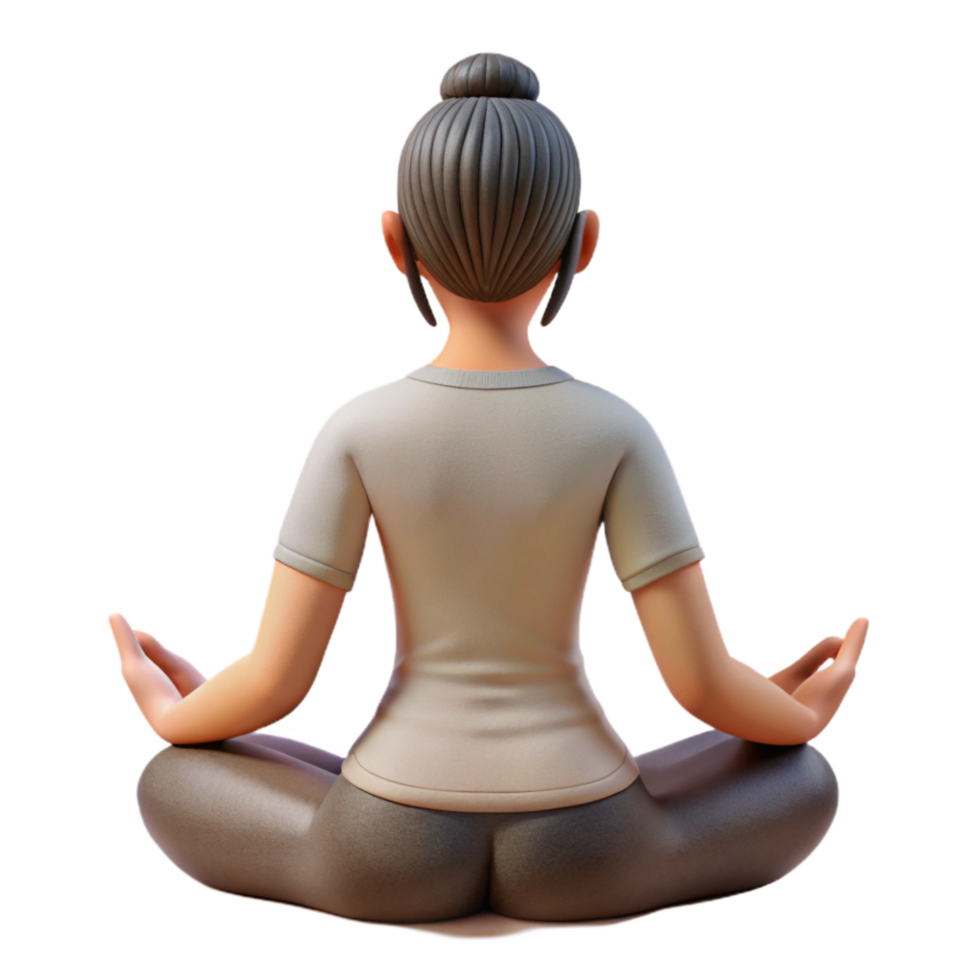 serene artistic Woman in Lotus Pose Front View Cutout with Shadow Detail png