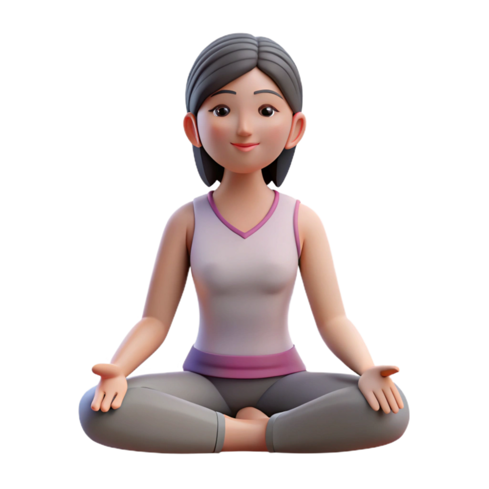 wonderful contemporary Woman in Lotus Pose Front View Cutout with Shadow Detail authentic png