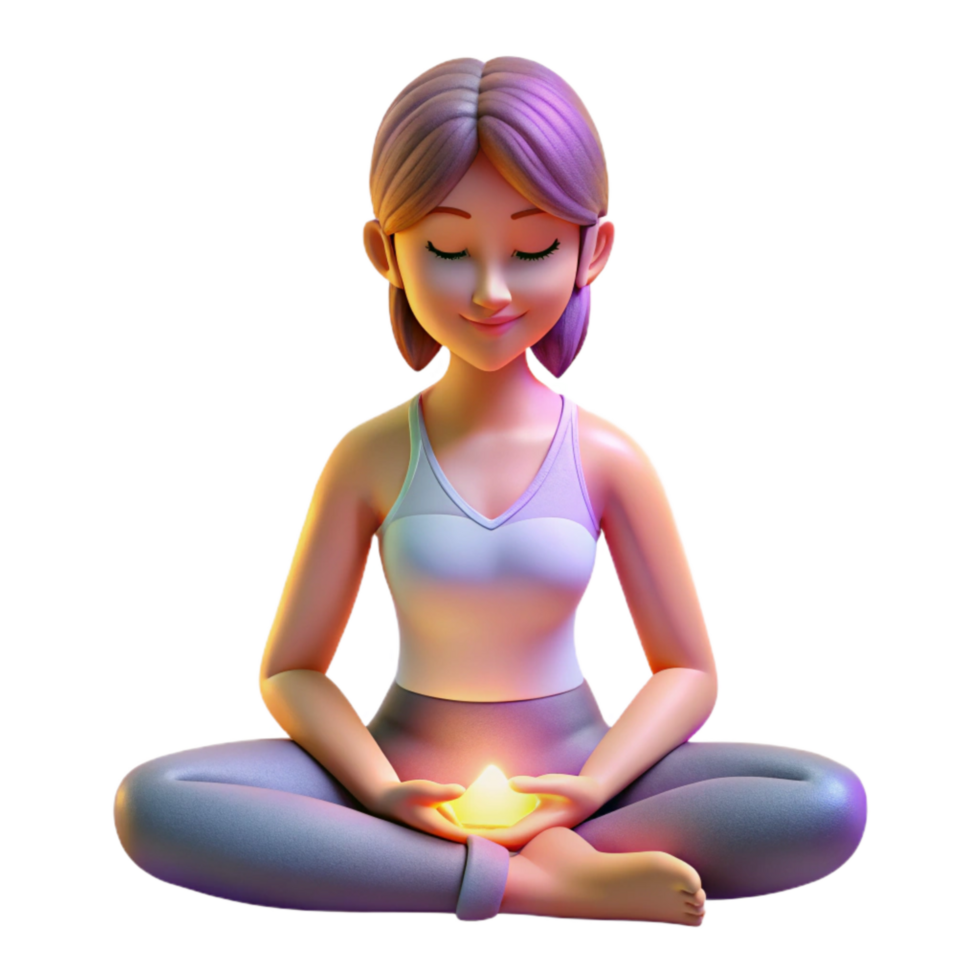 extraordinary traditional Woman in Lotus Pose Front View Cutout with Shadow Detail high resolution png
