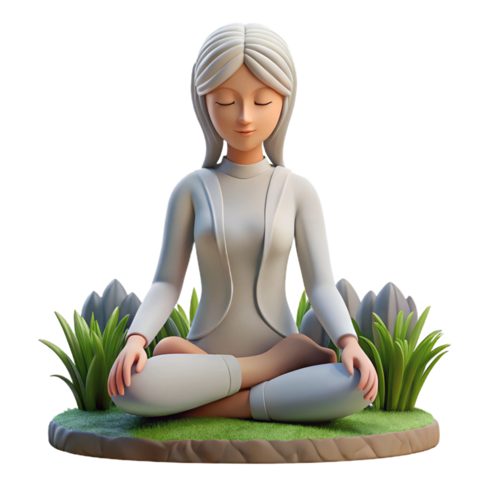 dramatic traditional Woman Meditating in Nature Silhouette Isolated on Transparent Background high resolution png