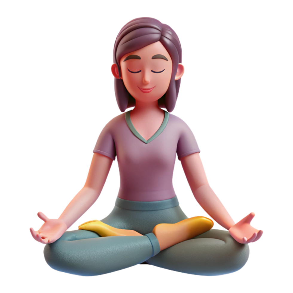 wonderful abstract Woman Meditating Peaceful Pose Isolated Cutout professional png