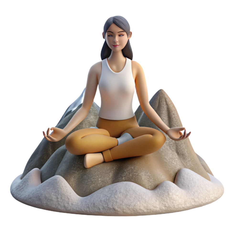 stunning rustic Woman Meditating on Mountaintop Transparent Background professional png