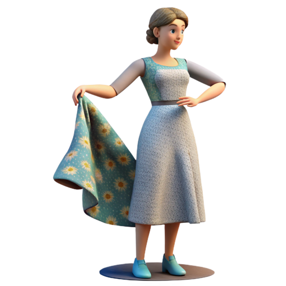 beautiful creative Woman Trying on Designer Dress Cutout premium png