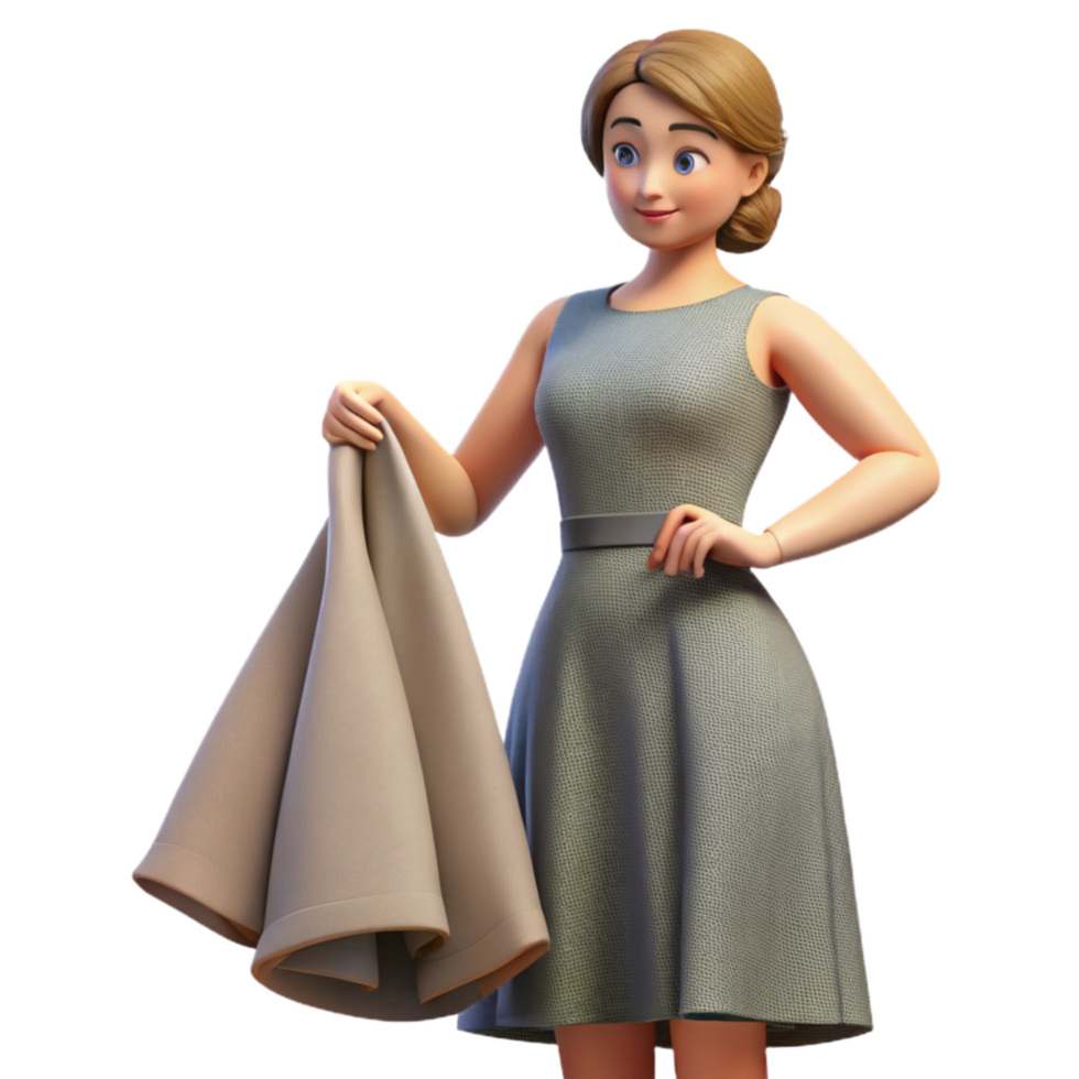 stunning abstract Woman Trying on Designer Dress Cutout premium png