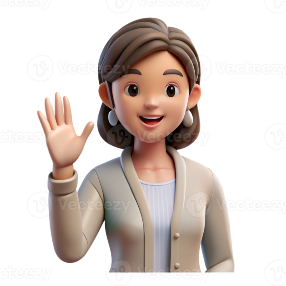 wonderful artistic Woman Waving During Call Transparent Background high resolution png
