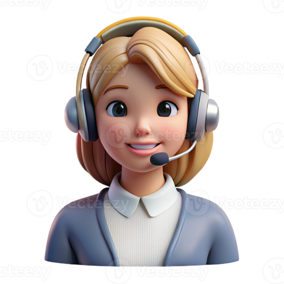 elegant artistic Woman Wearing Headset During Call Isolated exclusive png