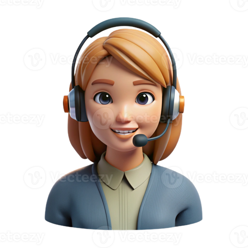 vibrant minimalist Woman Wearing Headset During Call Isolated authentic png
