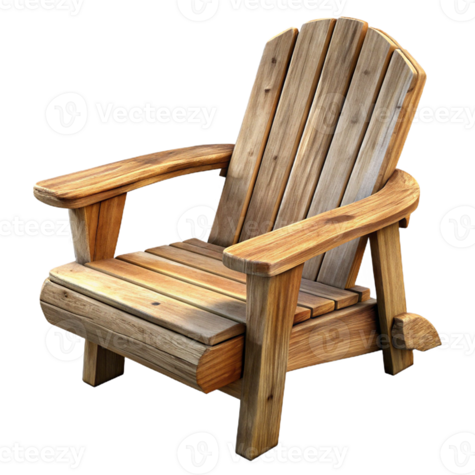 stunning rustic Wooden Adirondack Chair Side View Transparent Background high quality png