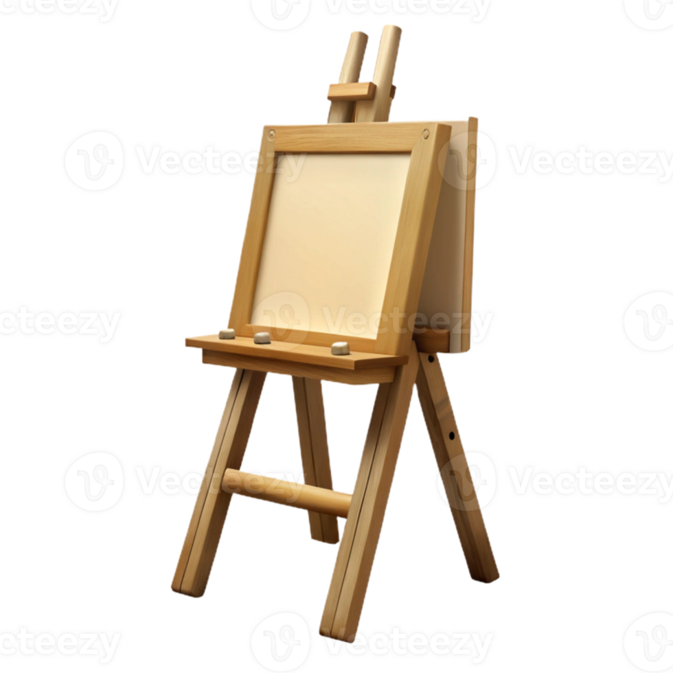 elegant traditional Wooden Artist Easel with Blank Canvas Isolated detailed png