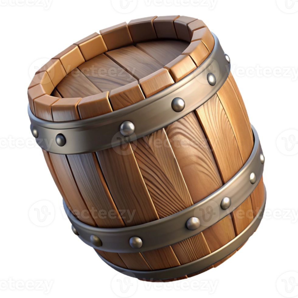 stunning classic Wooden Barrel Transparent Background with Metal Bands authentic png