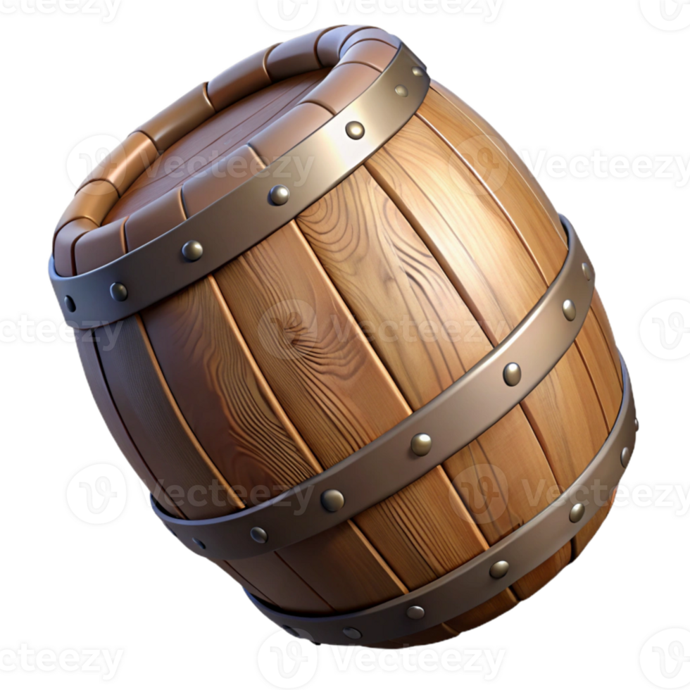 impressive rustic Wooden Barrel Side View Isolated Element high quality png